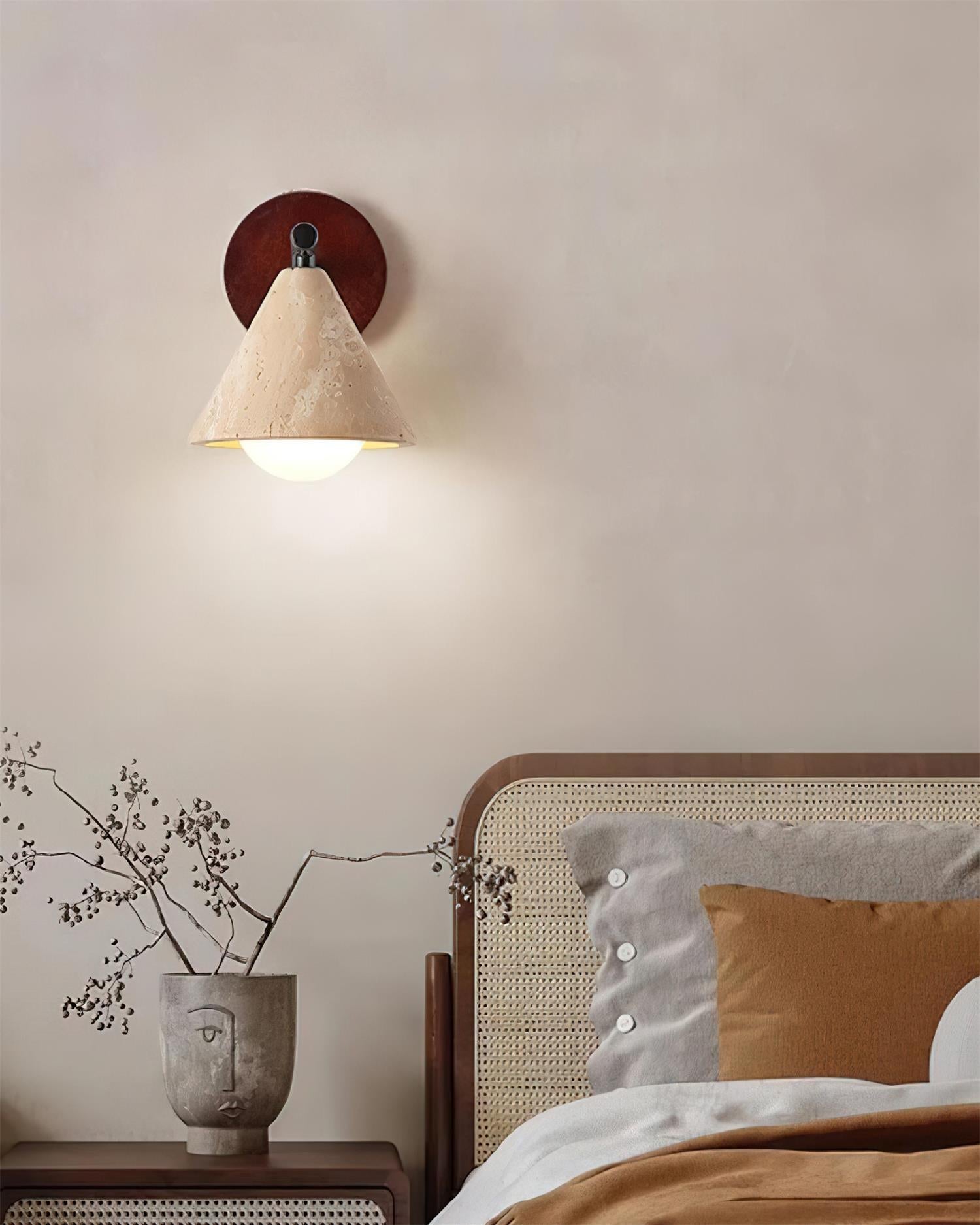 Riita Wall Lamp triangular cone-shaped travertine - Letslighting