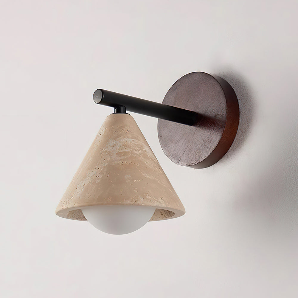 Riita Wall Lamp triangular cone-shaped travertine - Letslighting
