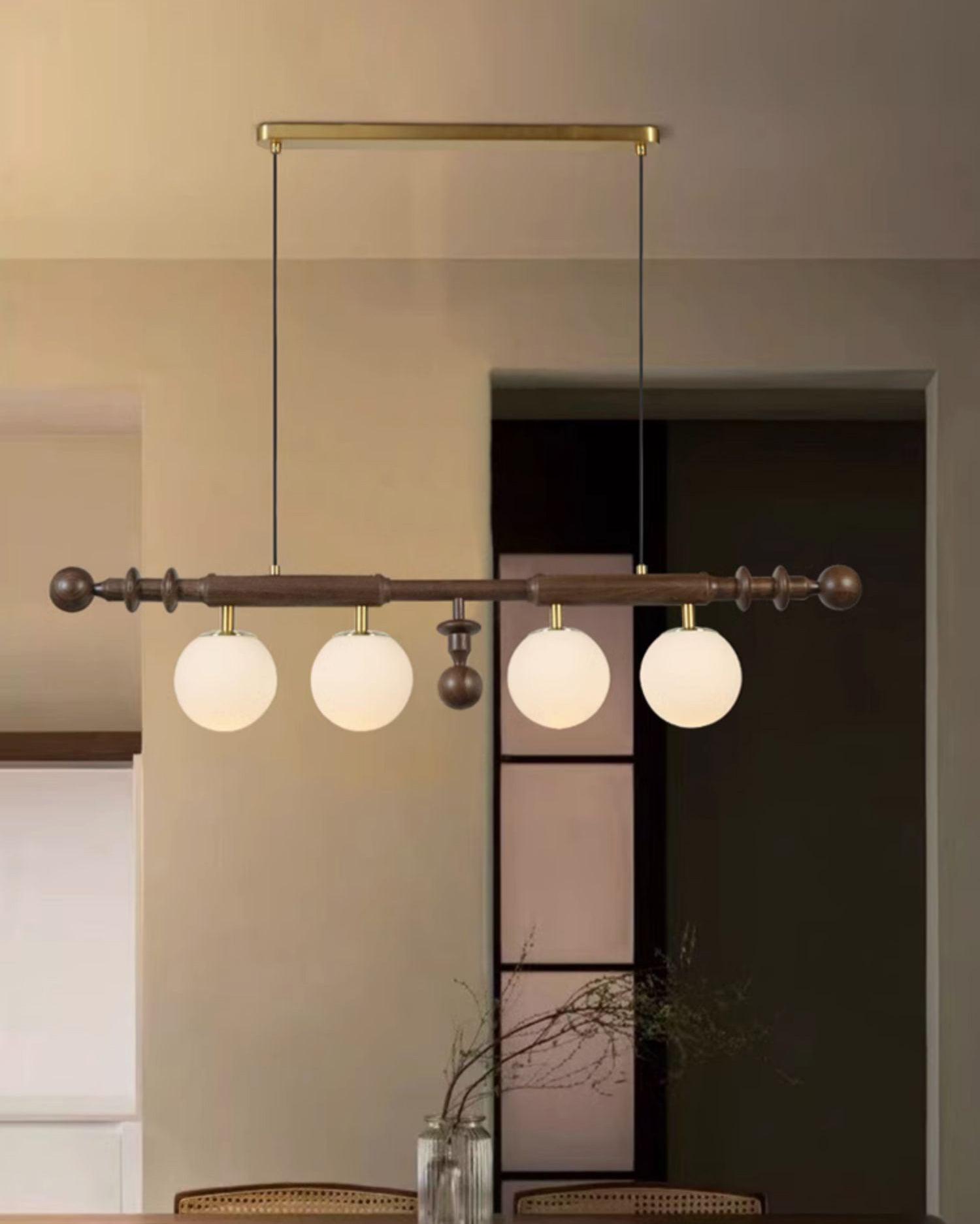 Lustra Kronleuchter Römisch Säule Walnuss Holz Glas-Letslighting