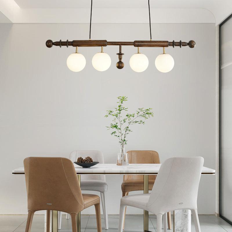 Lustra Kronleuchter Römisch Säule Walnuss Holz Glas-Letslighting