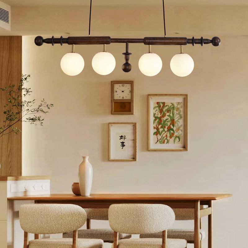 Lustra Kronleuchter Römisch Säule Walnuss Holz Glas-Letslighting