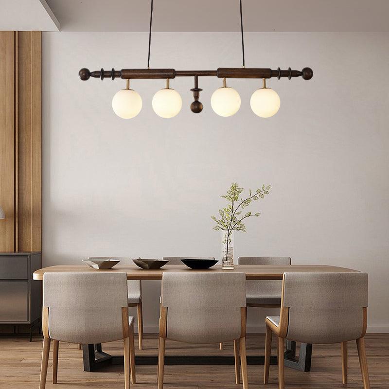 Lustra Kronleuchter Römisch Säule Walnuss Holz Glas-Letslighting