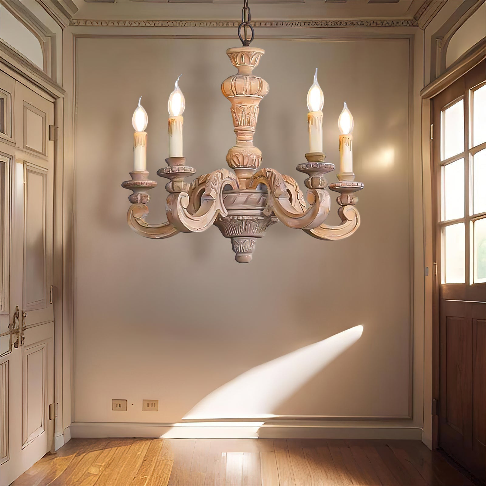 Olrinila Römischer Vintage-Holz-Kronleuchter-Letslighting