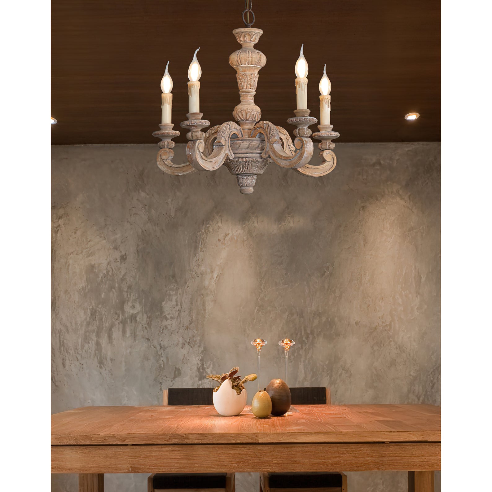 Olrinila Römischer Vintage-Holz-Kronleuchter-Letslighting