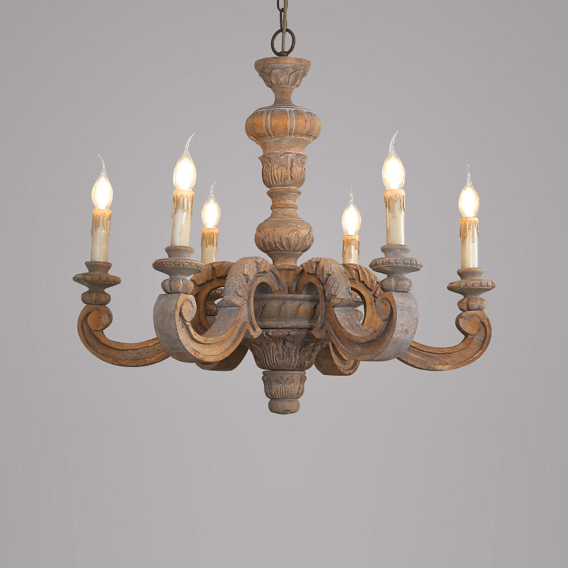 Olrinila Römischer Vintage-Holz-Kronleuchter-Letslighting