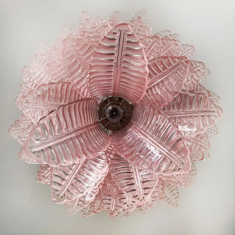 Aurora Chandelier Pink Murano Glass Leaves Cascading Romantic - Neutralighting