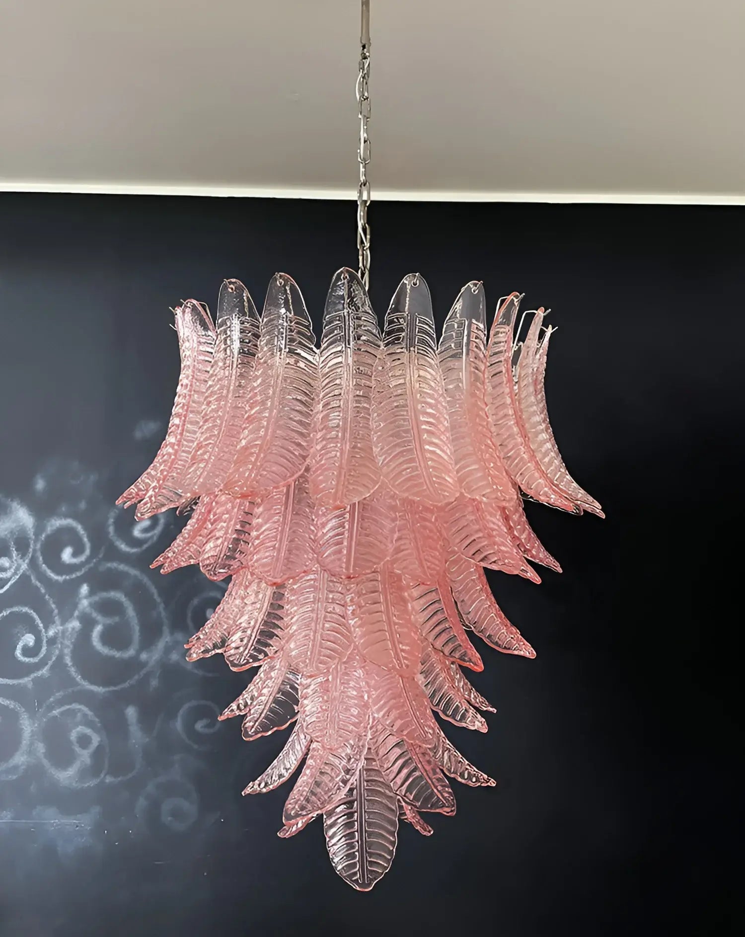 Aurora Chandelier Pink Murano Glass Leaves Cascading Romantic - Neutralighting
