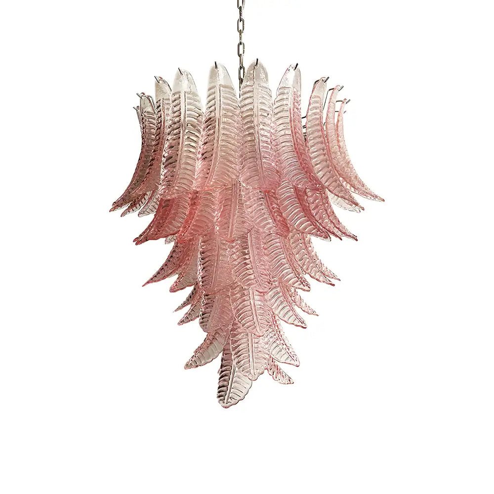 Aurora Chandelier Pink Murano Glass Leaves Cascading Romantic - Neutralighting