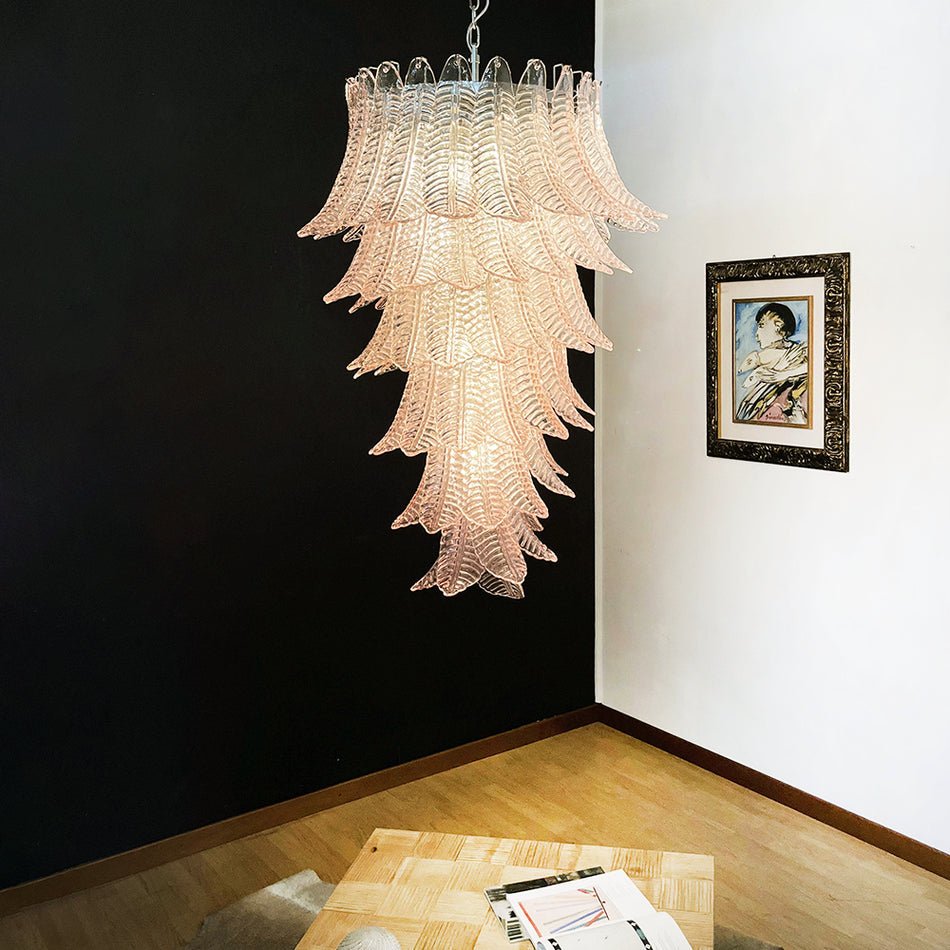 Aurora Chandelier Pink Murano Glass Leaves Cascading Romantic - Neutralighting