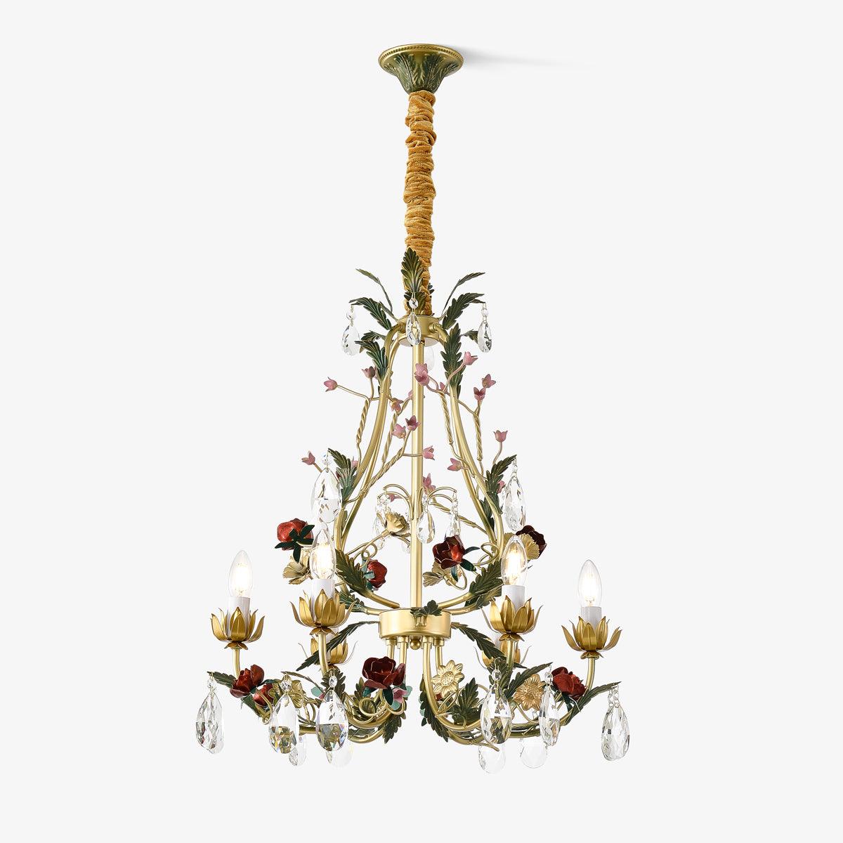 Lustra Kronleuchter Messing Florale Rose Kristall Kerze-Letslighting