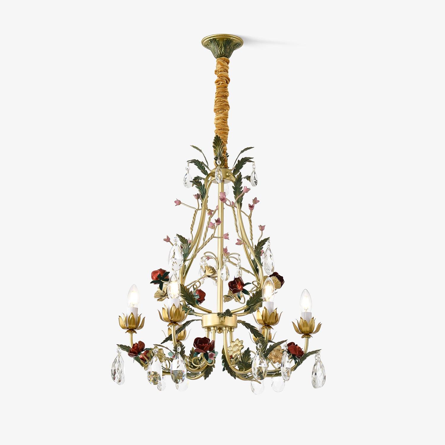 Lustra Kronleuchter Messing Florale Rose Kristall Kerze-Letslighting