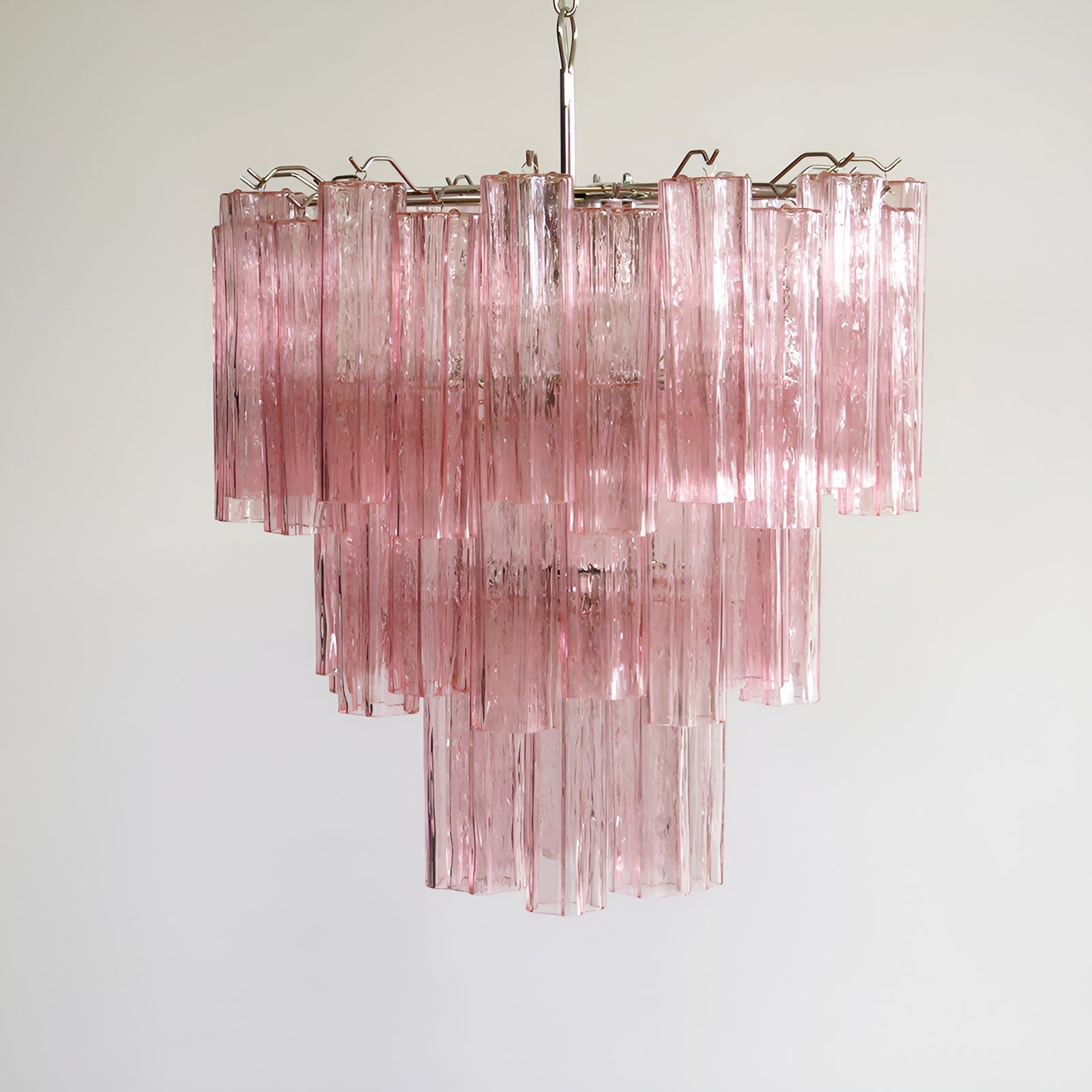 Aurora Chandelier Pink Glass Tubes Layered Modern - Neutralighting
