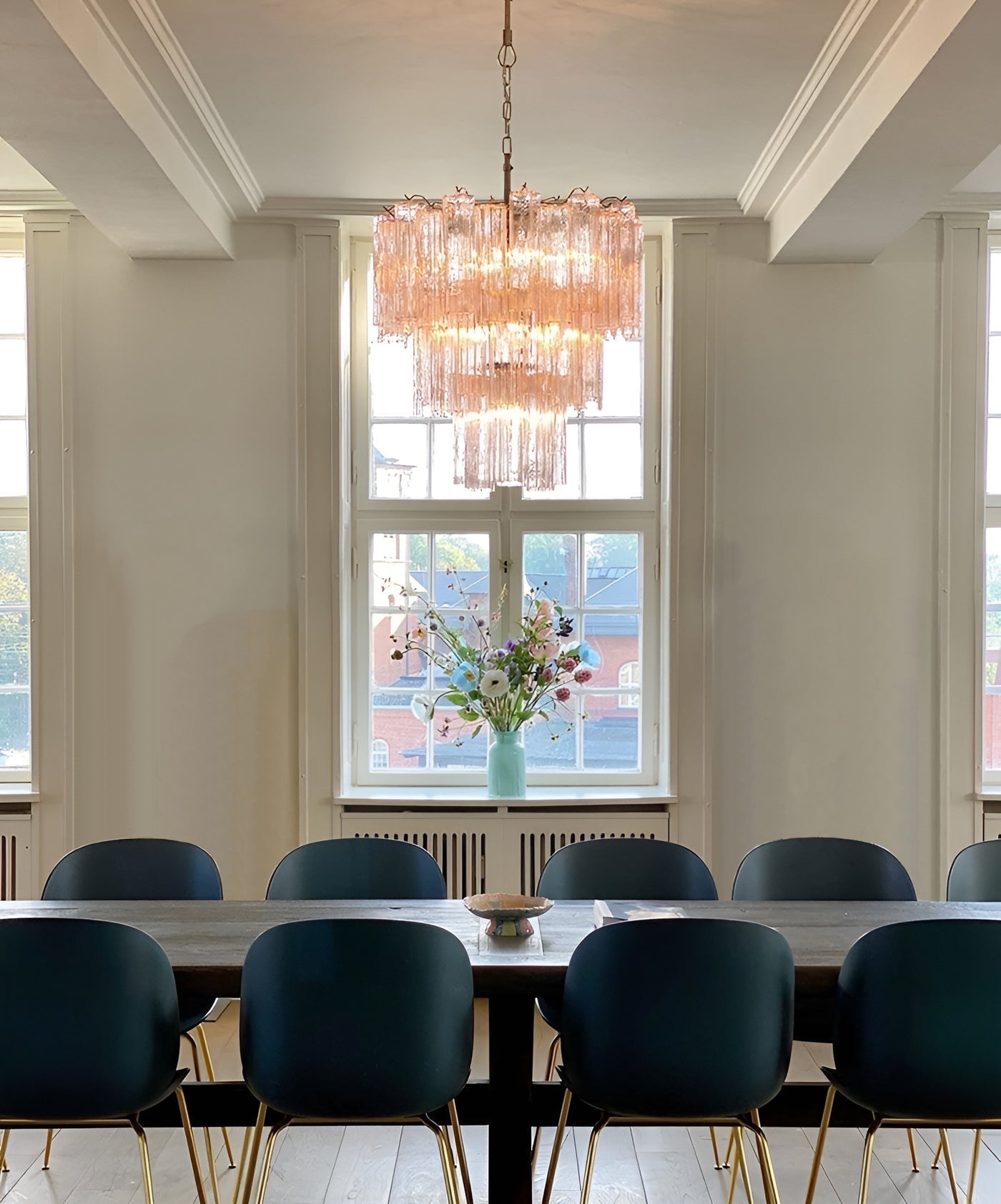 Aurora Chandelier Pink Glass Tubes Layered Modern - Neutralighting