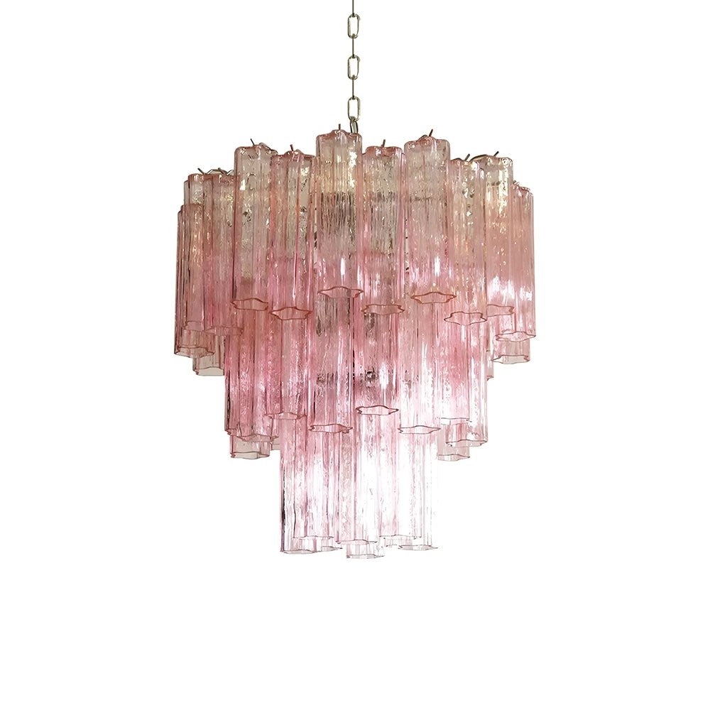 Aurora Chandelier Pink Glass Tubes Layered Modern - Neutralighting