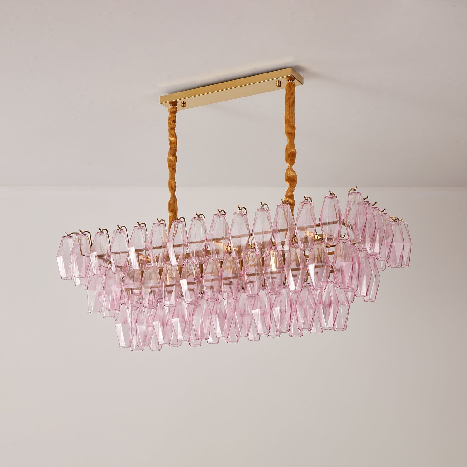 Aurora Chandelier Rose Prism Glass Rectangular Layered - Neutralighting