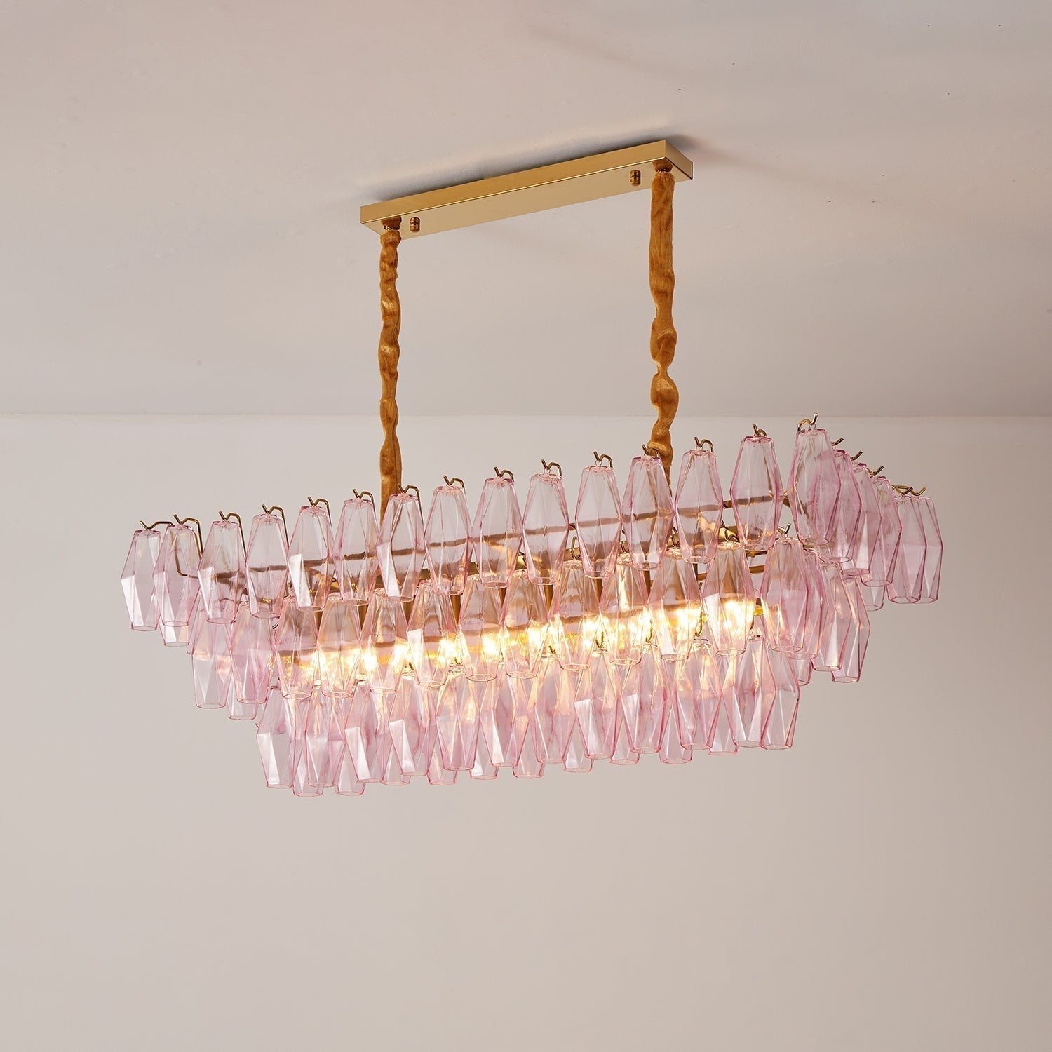 Aurora Chandelier Rose Prism Glass Rectangular Layered - Neutralighting