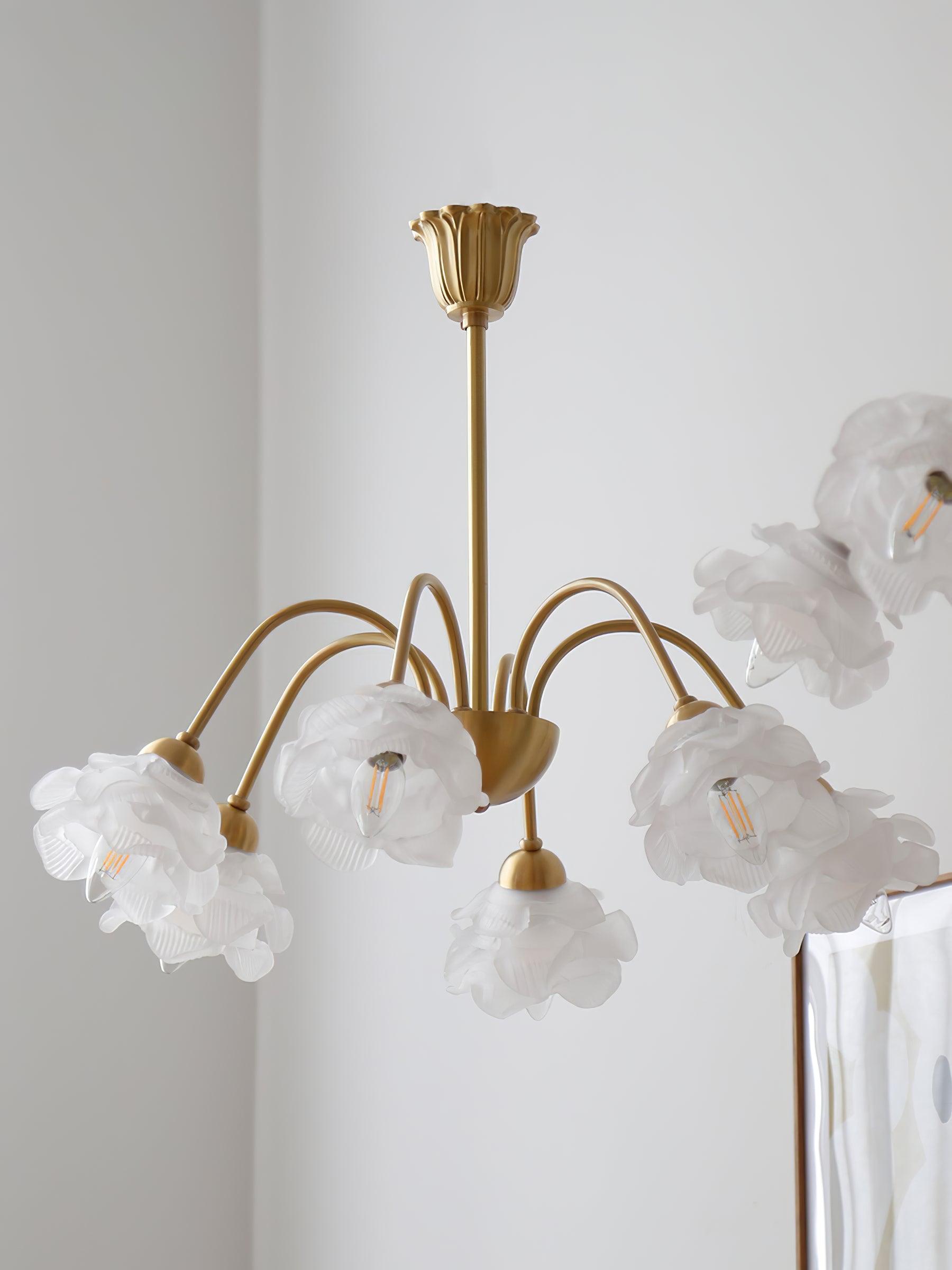 Lustra Kronleuchter Messing Glas Rose Blume-Letslighting