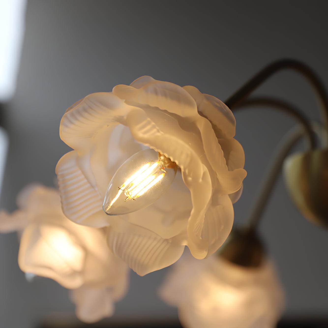 Lustra Kronleuchter Messing Glas Rose Blume-Letslighting