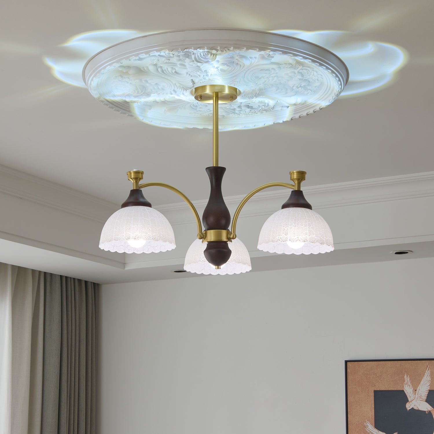 Avvynila Traditionelle Eleganz Vintage Messing Holz Kronleuchter-Letslighting