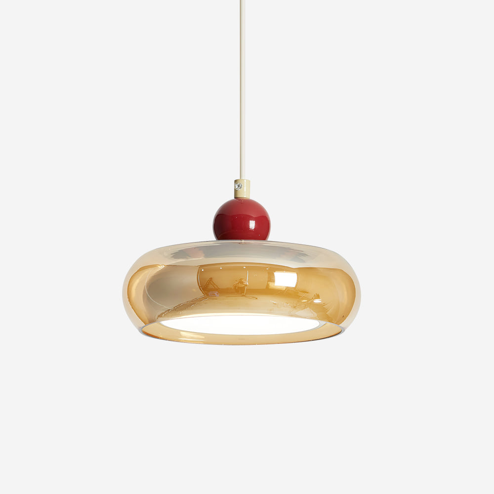Jojo Pendelleuchte Bernstein Glas Rot Vintage-Letslighting