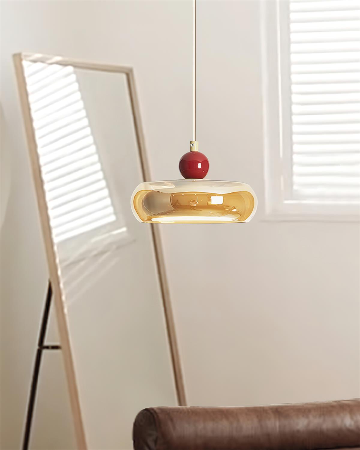 Jojo Pendelleuchte Bernstein Glas Rot Vintage-Letslighting