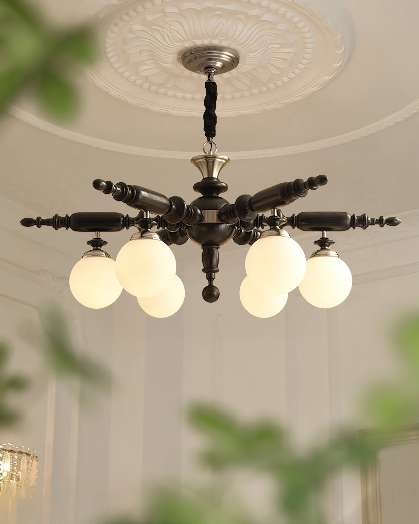 Olvenir Rustikaler Kronleuchter aus Holz und Glas-Letslighting