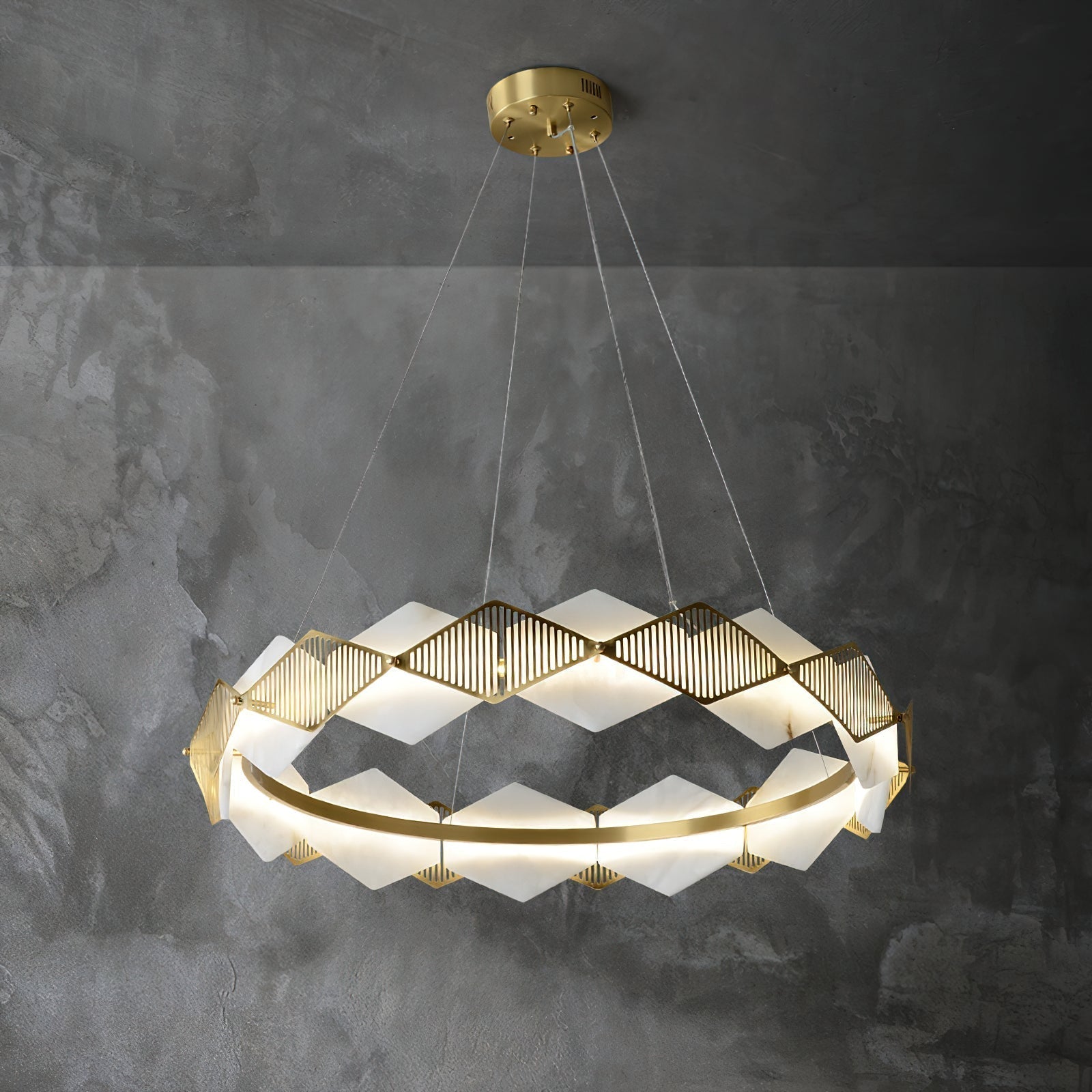 Etalarae Modern Minimalist Rote LED Alabaster Chandelier - Letslighting
