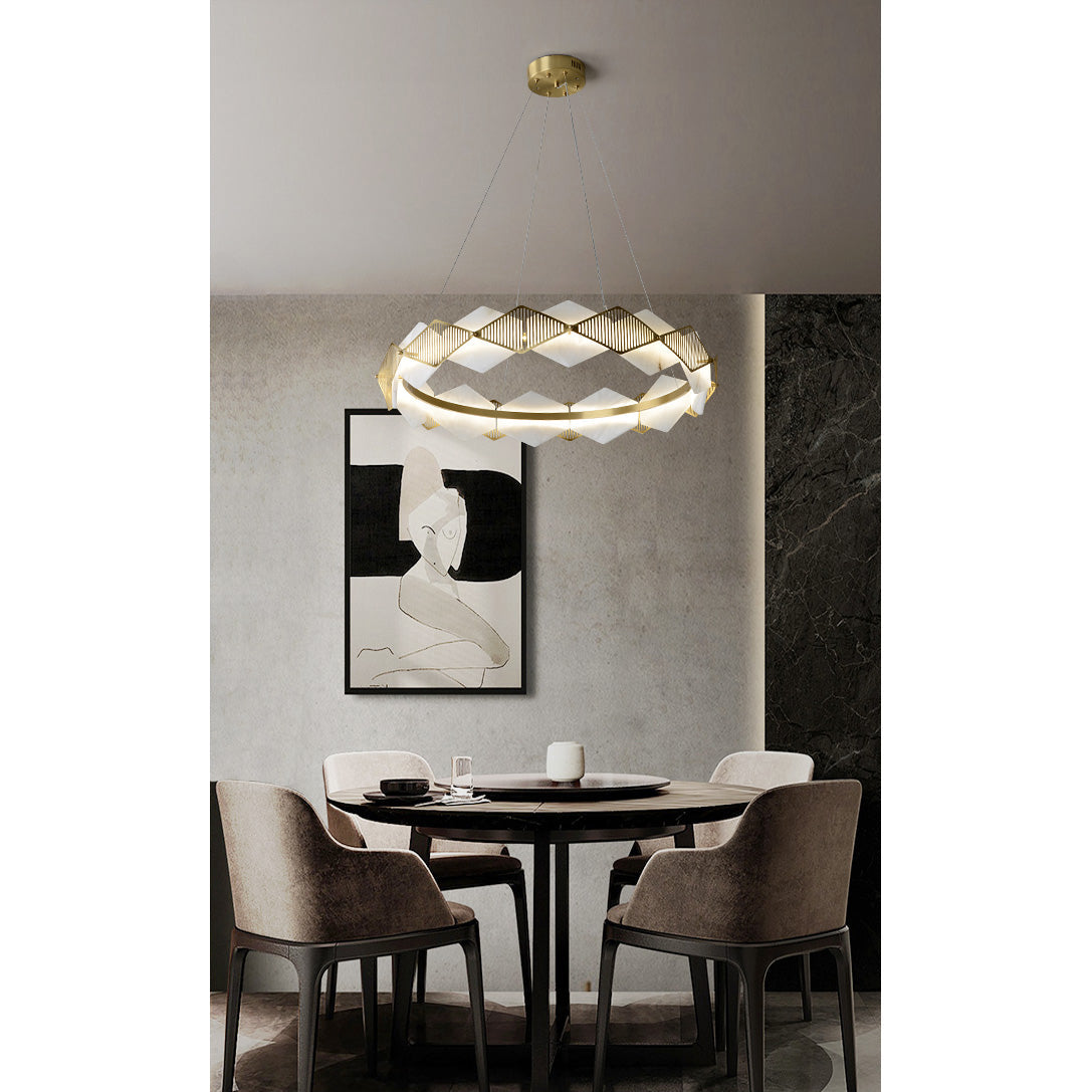 Etalarae Modern Minimalist Rote LED Alabaster Chandelier - Letslighting