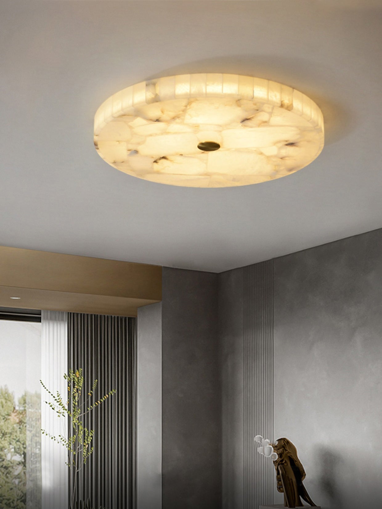 Vosilis Modern Minimalist Round Alabaster Ceiling Lamp - Letslighting