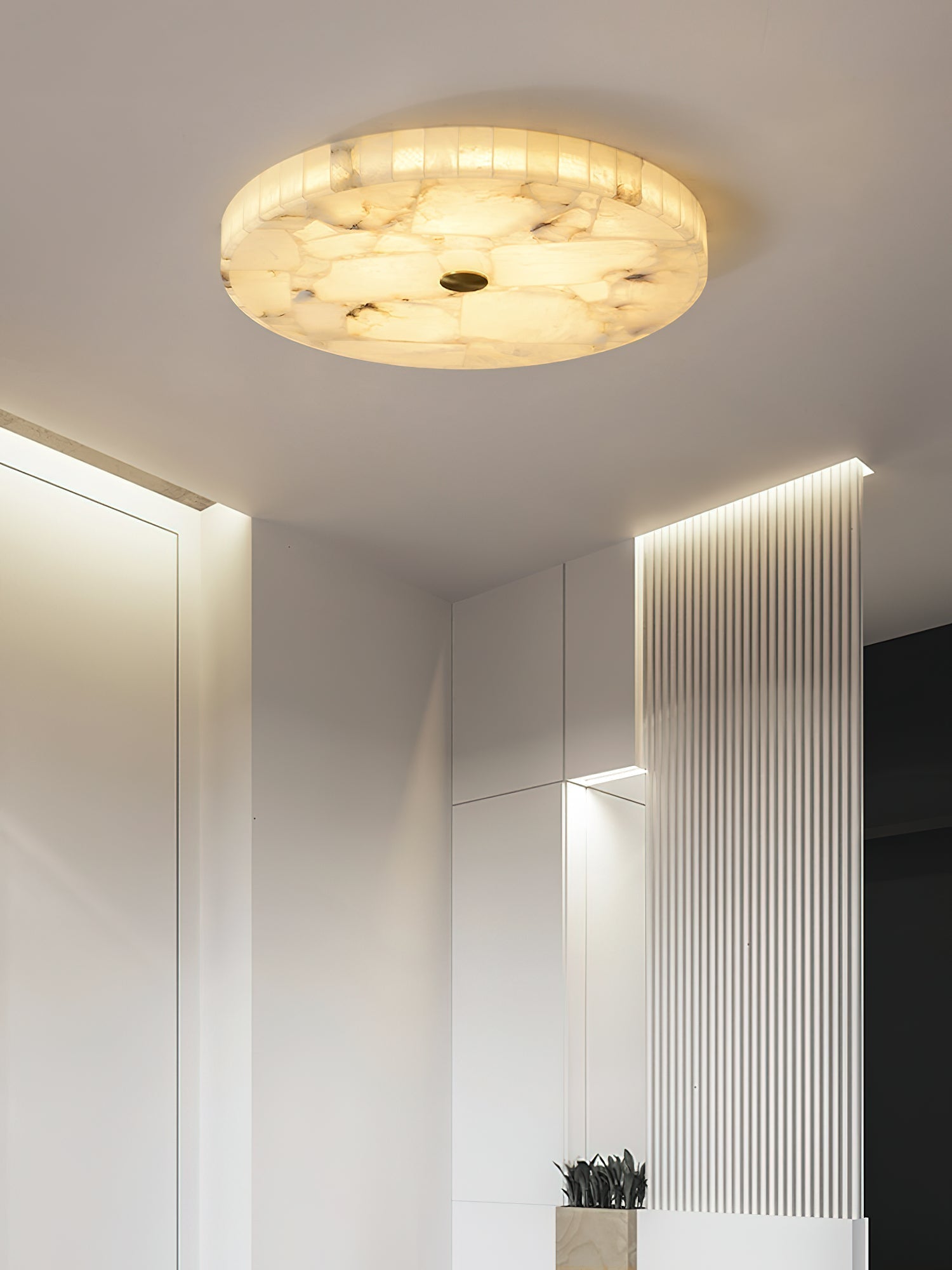 Vosilis Modern Minimalist Round Alabaster Ceiling Lamp - Letslighting
