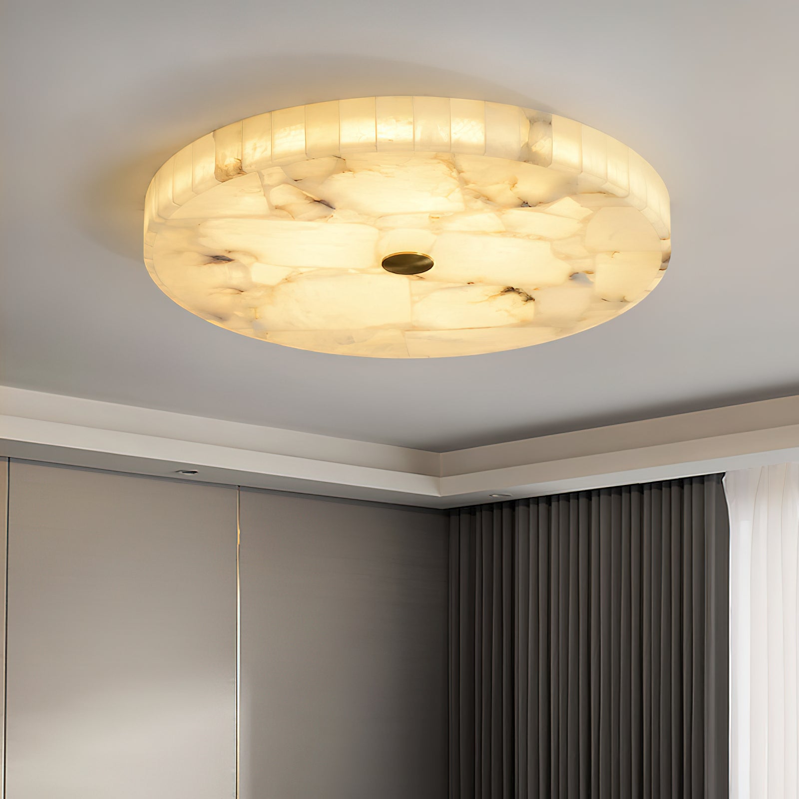 Vosilis Modern Minimalist Round Alabaster Ceiling Lamp - Letslighting