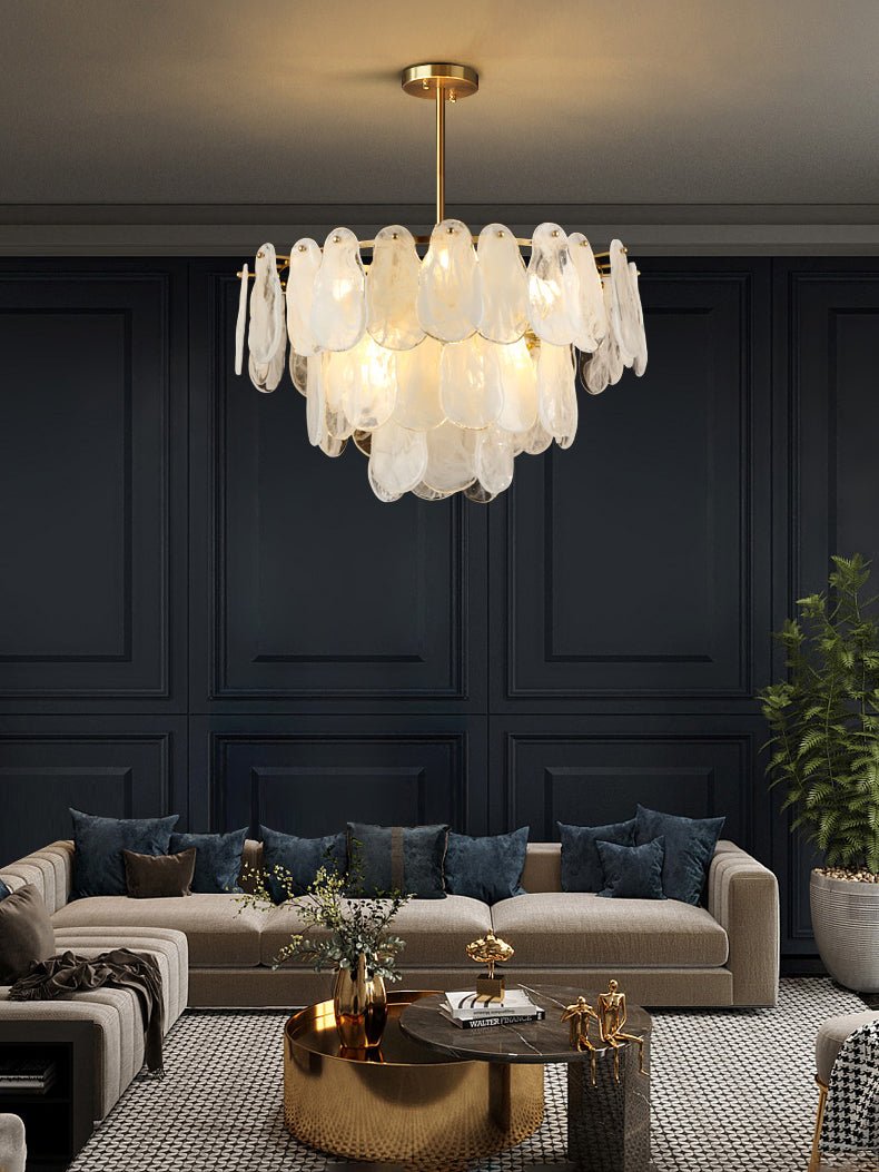 Zosolia Postmoderner luxuriöser runder Kronleuchter aus Wolkenglas-Letslighting