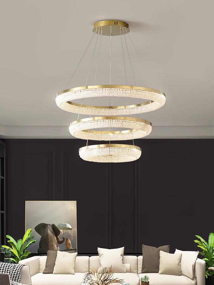 Lustra Kronleuchter Rund Ring Kristall Gold LED-Letslighting