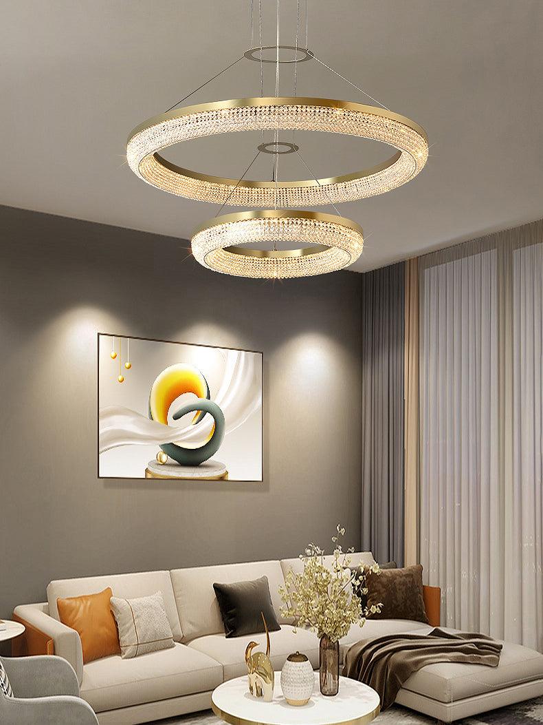 Lustra Kronleuchter Rund Ring Kristall Gold LED-Letslighting