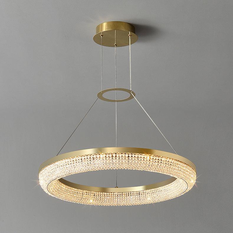 Lustra Kronleuchter Rund Ring Kristall Gold LED-Letslighting
