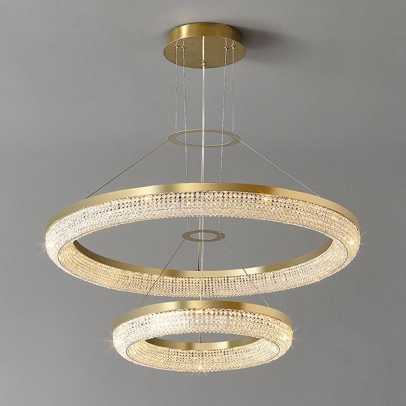 Lustra Kronleuchter Rund Ring Kristall Gold LED-Letslighting