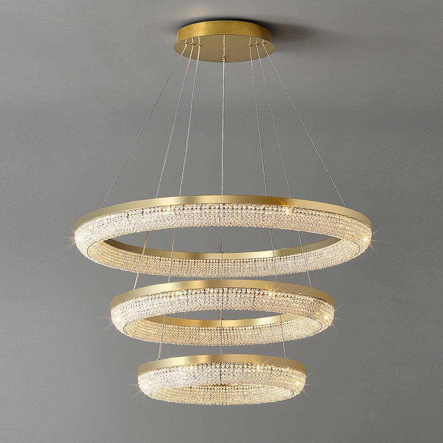 Lustra Kronleuchter Rund Ring Kristall Gold LED-Letslighting