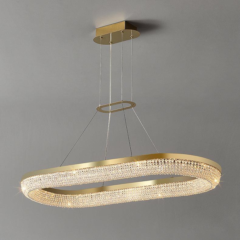 Lustra Kronleuchter Rund Ring Kristall Gold LED-Letslighting