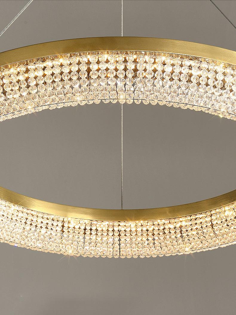 Lustra Kronleuchter Rund Ring Kristall Gold LED-Letslighting