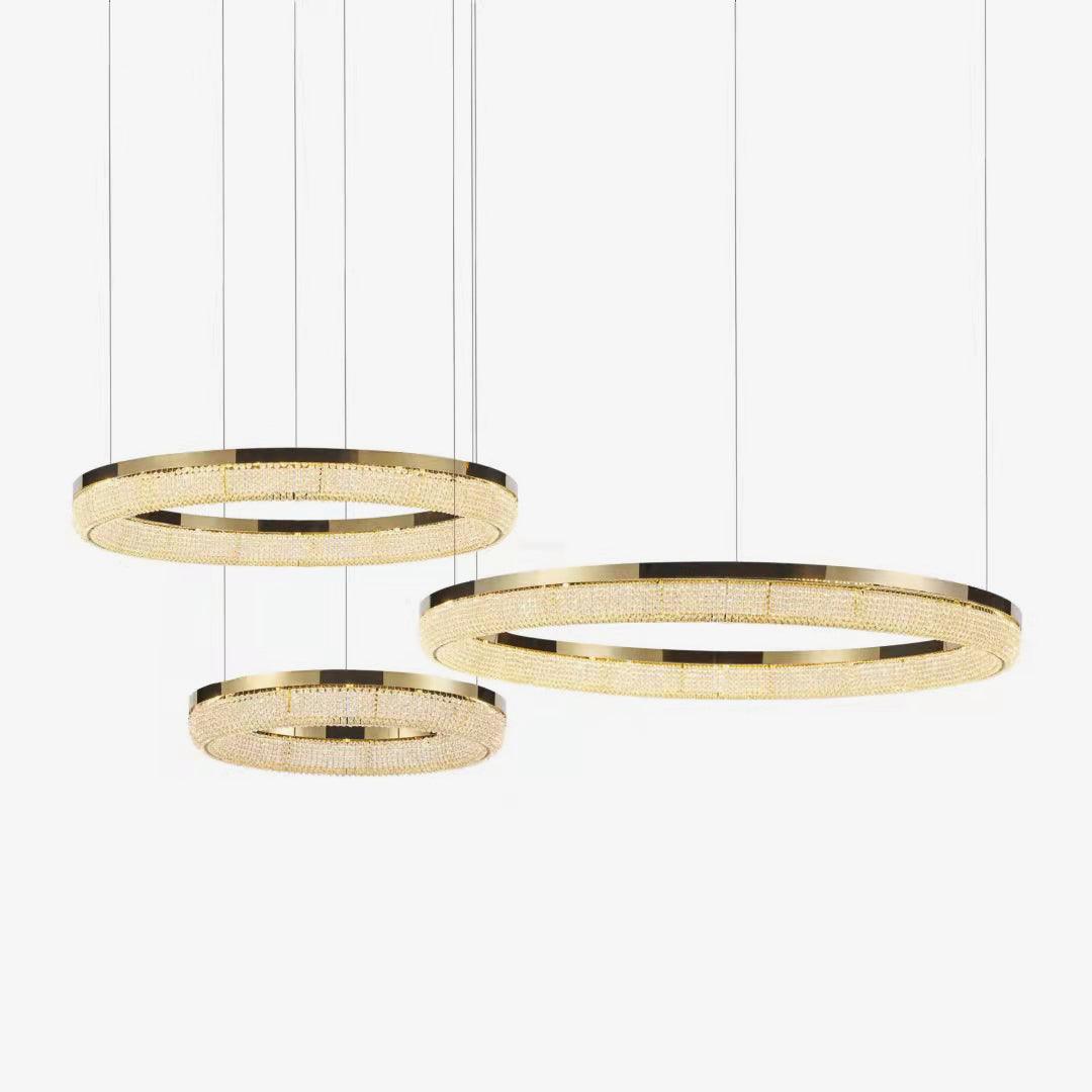 Lustra Kronleuchter Rund Ring Kristall Gold LED-Letslighting