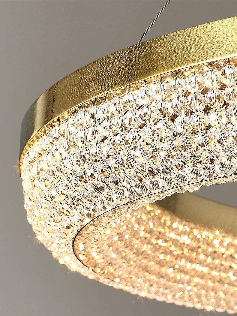 Lustra Kronleuchter Rund Ring Kristall Gold LED-Letslighting