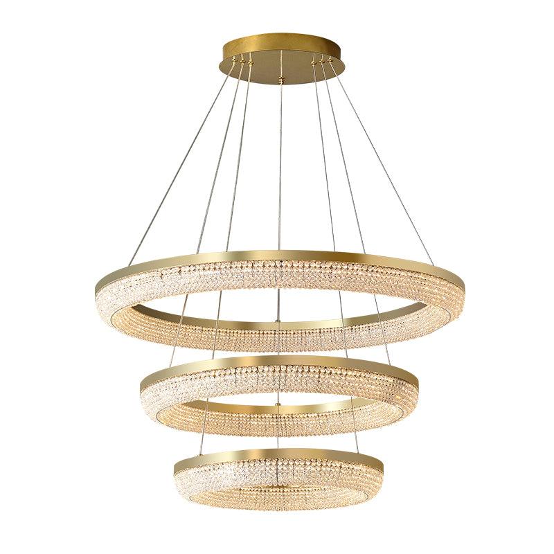 Lustra Kronleuchter Rund Ring Kristall Gold LED-Letslighting