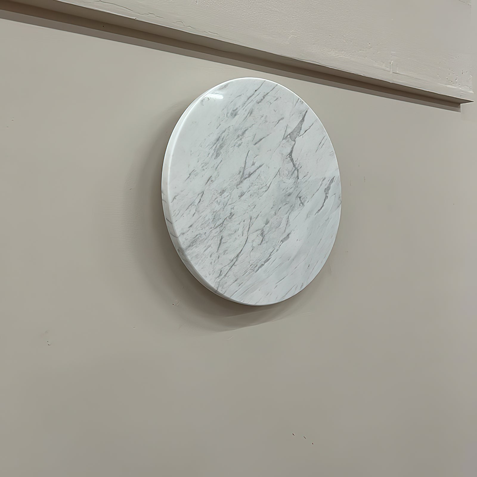 Vasilora Modern Minimalist Round White Marble Sconce Wall Lamp - Letslighting