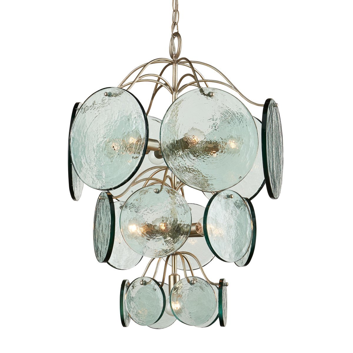 Aurora Chandelier Rovigo Recycled Glass Disc Modern Flowing - Neutralighting