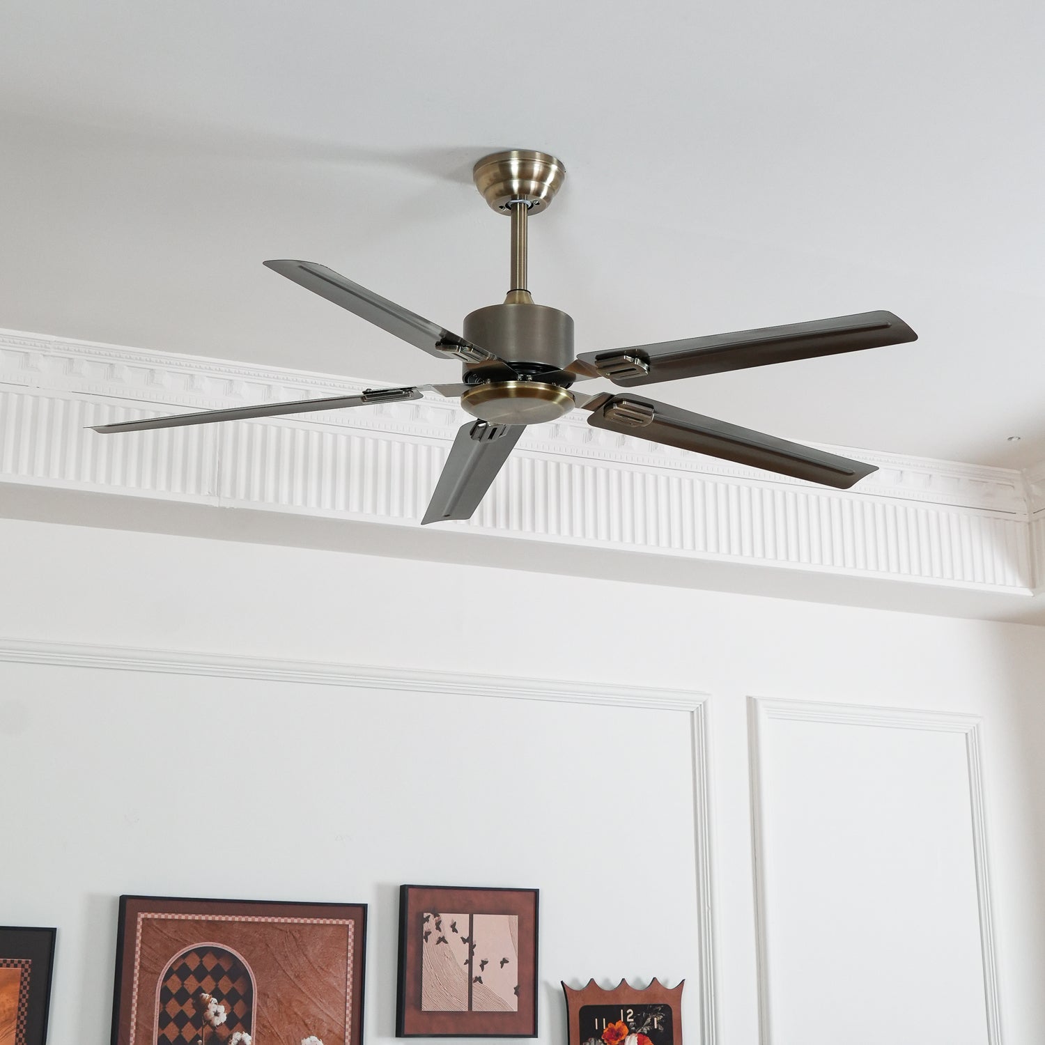 Vosolara Premium Deckenventilator in Edelstahl, Seitenansicht