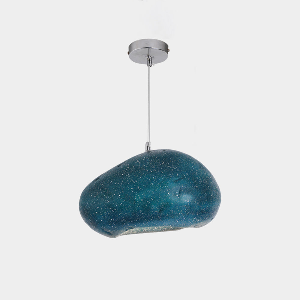 Avi Geometrische Pendelleuchte, Metall/Acryl, Schwarz/Blau, Wohnzimmer
