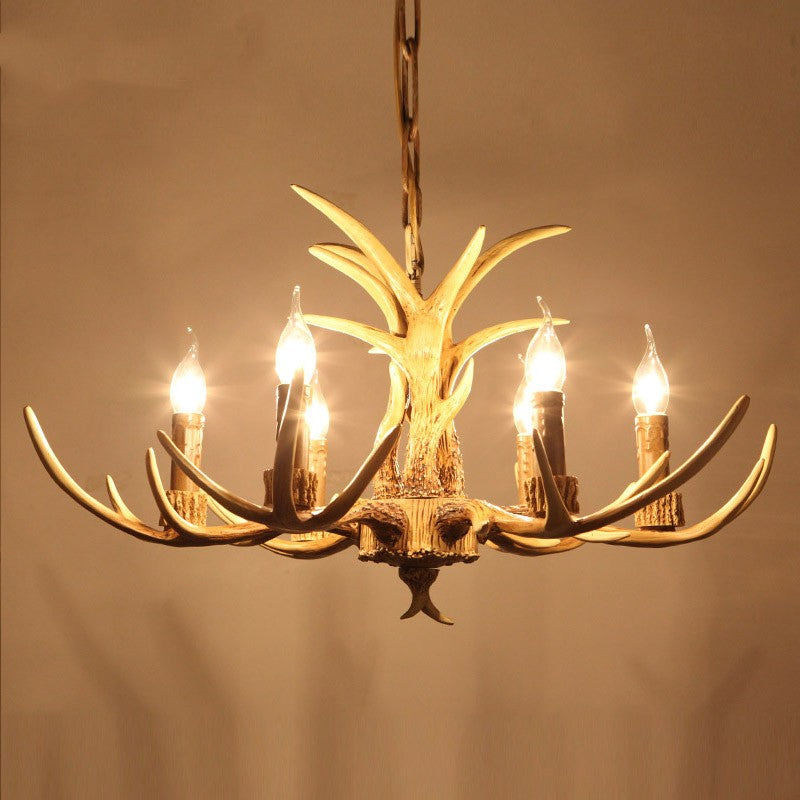 Epoch Vintage  Kronleuchter Horn Natur Weiß/Braun/Kaffee Wohnzimmer Harz