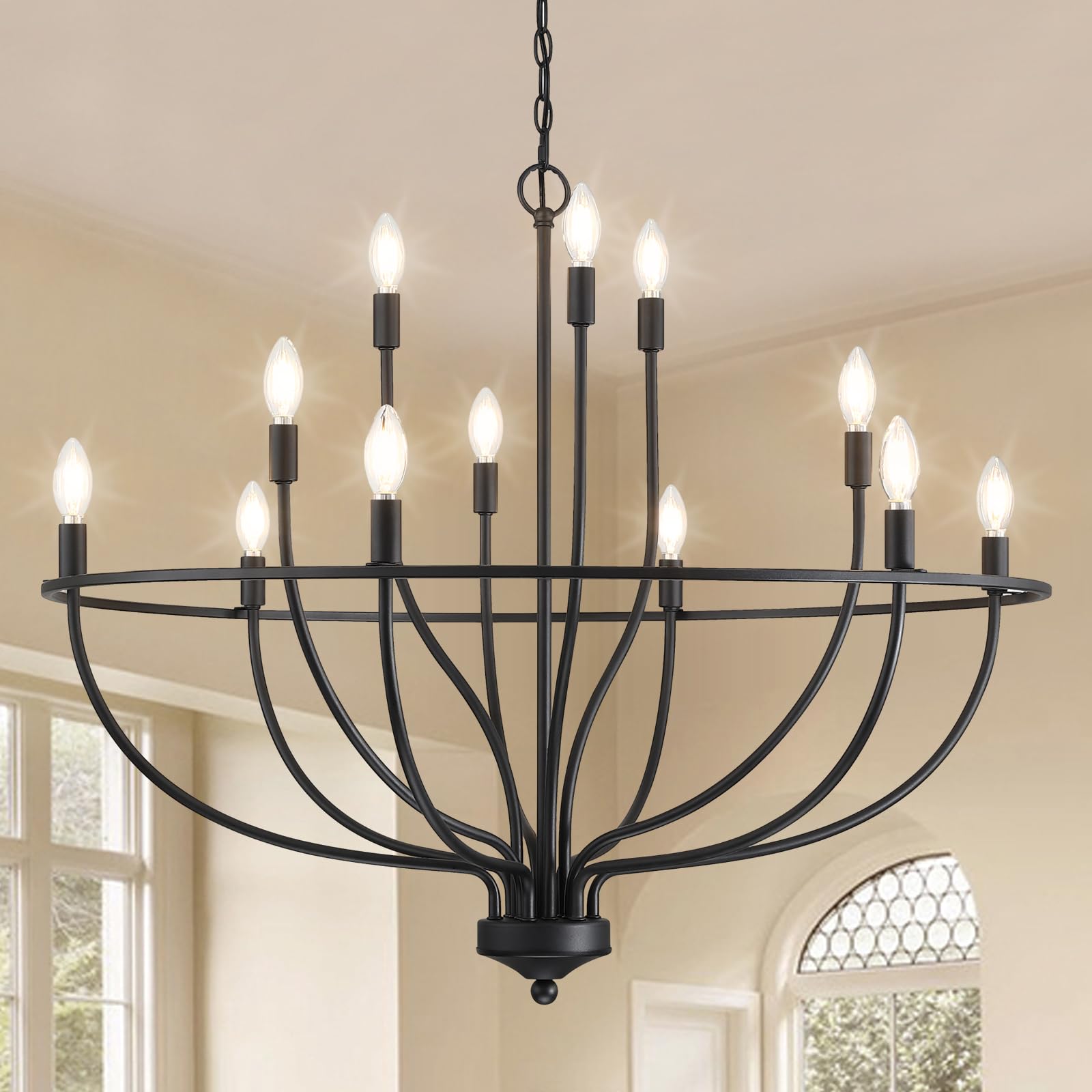Silva Industrial MetalMetall Kronleuchter für Wohnzimmer, Goldene Bronze/Schwarz
