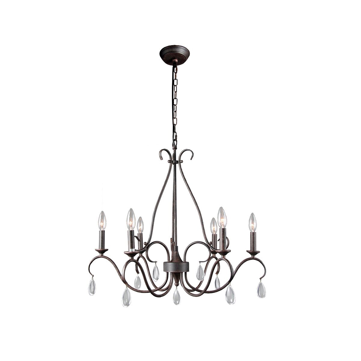 Uzorus Vintage Industrial Metal Crystal Chandelier - Letslighting