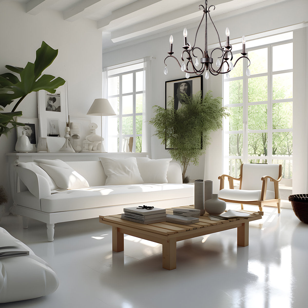 Uzorus Vintage Industrial Metal Crystal Chandelier - Letslighting